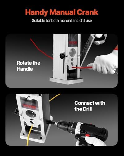 VEVOR Manual Wire Stripping Machine, 0.06''-1.5'' Copper Stripper with Hand Crank or Drill Powered, Visible Stripping Depth Reference, Portable Aluminum Frame Wire Peeler for Scrap Copper Recycling