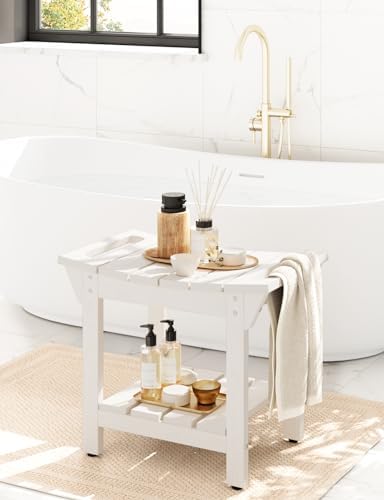 Waterproof Shower Bench, Poly Lumber Shower Stool for Shaving Legs