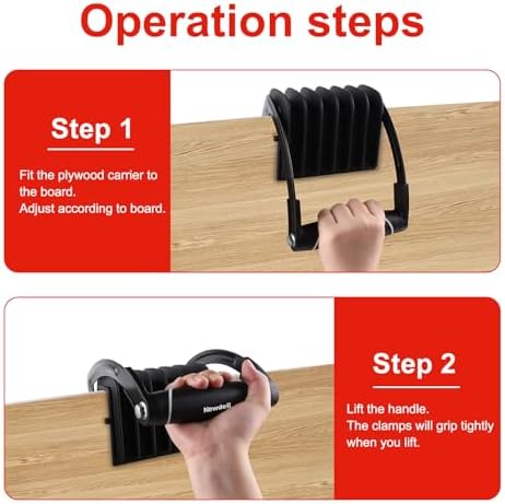 Newdeli Plywood Carrier Professional Panel Carrier Drywall Carrying Tool Plywood Lifting Tool for Wood, Synthetic Cement Board, Sheet Board, Padded, Drywall - Clamping Thickness up to 1 inch