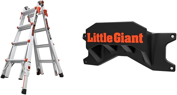 Little Giant Velocity Ladder with Wheels, 17 Ft, Multi-Position, Black/Orange