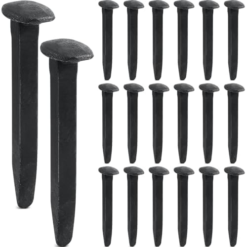 Yinkin 20 Pcs 4.7'' Railroad Spike Carbon Steel Rail Road Spike Ties, Black