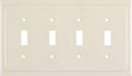 Henne Bery Modern Edge Decorative Wall Plate Switch Plate Outlet Cover, Durable Solid Zinc Alloy (Quad Toggle, Light Almond)