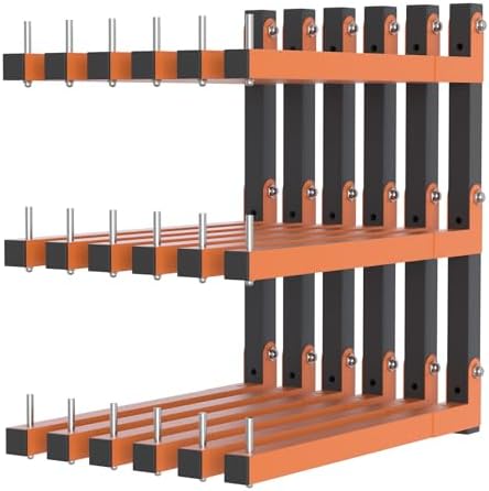 Lumber Rack Wall Mount, Lumber Storage Rack, Heavy Duty Wood Storage Racks with 9-Level System, 1080 lb Substantial Garage Wood Organizer, Orange Lumber Metal Racks for Indoor and Outdoor (6 PACK)