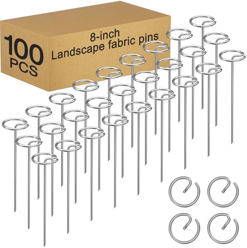 Heavy-Duty Landscape Staples – 100 Pcs 8-Inch G-Shaped Thickened Galvanized Garden Fabric Staples,Rust-Resistant Ground Cover Pins for Weed Barrier, Erosion Control & Landscaping Projects