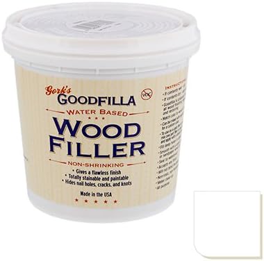 Goodfilla White,1 Quart (3.5lbs) Wood and Grain Filler, Stainable, Sandable, Zero Waste, Non-Toxic, USA Made