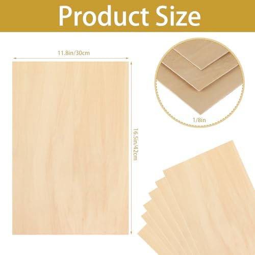 24Pcs 16 x 12 x 1/8 Inch Baltic Birch Plywood Sheets 3mm Unfinished Plywood Sheet for Arts and Crafts, Painting, Pyrography, Wood Engraving, Wood Burning, Laser, Architectural Models
