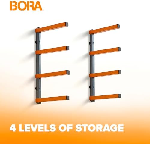 BORA Wood Rack 4-Level Heavy Duty Lumber Storage Rack Wall Mount PBR-0410