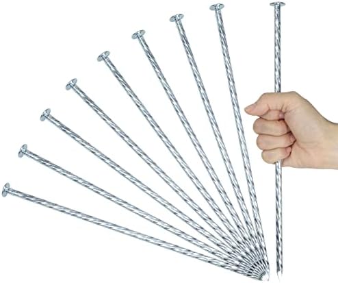 12 Inch Galvanized Landscape Stakes Metal Landscape Edging Anchoring Spikes, Landscape Anchoring Stake for Artificial Turf, Paver Edging, Weed Barrier, Tent, Camping, Carpentry (25)