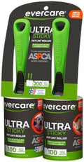 Evercare Pet Hair Lint Rollers All Purpose Use Easy-Tear Sheets Per Roll Reusable Sticky Roller Pets Cat,Dog Hair Remover Contoured Handle for Furniture Clothing & Cars,Green, 200 Sheets (Pack of 12)