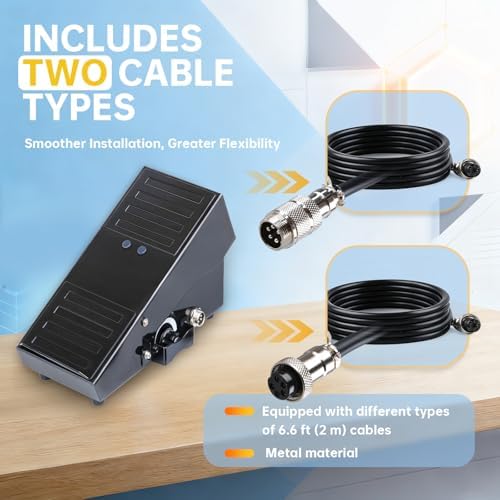 TIG 5-pin Welding Foot Pedal, Compatible with TIG-200P ACDC TIG-205P YWT-200DC, Includes 2 Cable Options for Flexible Installation, Remote Control for More Stable and Confident Welding