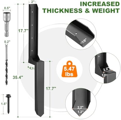 Fence Post Repair Kit, Heavy Duty One-Piece Steel Anchor & Stakes for Repair Broken Tilted Leaning Wood Posts, Rust-Proof Easy Installation, Upgraded 11-Gauge Thickness (6 Pack)