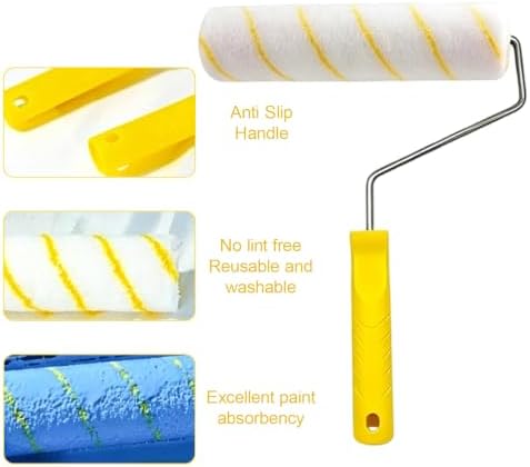 Upgrade Paint Roller Kit, House Painting Tools Set with Paint Tray, Brushes, Scrapers & Extension Pole for Wall Ceiling (Set-A)