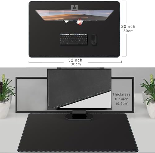 CENNBIE Leather Desk Mat - 31.4" x 19.6" Computer Desk Pad (Black)