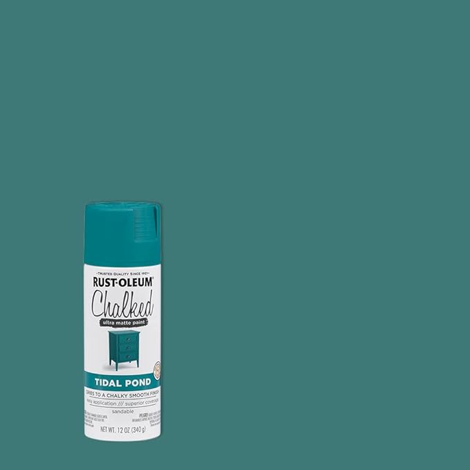 Rust-Oleum Tidal Pond Chalked All-in-One Ultra Matte Spray Paint | One Coat Coverage | No Primer, Sanding, Or Topcoat Needed | Easy Spray Application | Made in USA | 12 OZ