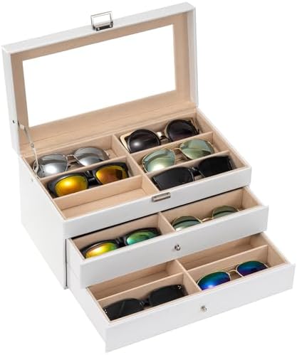 ProCase 3-Layer Sunglasses Storage Organizer -White
