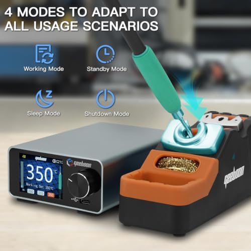 GEEBOON TC22 Soldering Station Kit 240W with SDC02 Soldering Iron Stand Includes T245 T210 Handle and C245 C210 Soldering Iron Tips