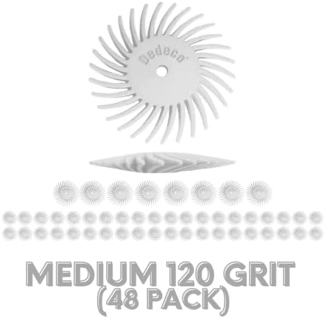 Dedeco Sunburst Radial Bristle Discs 48-Pack - 7/8" Curved Knife-Edge - White 120 Grit (Medium) - Aluminum Oxide for Polishing & Finishing