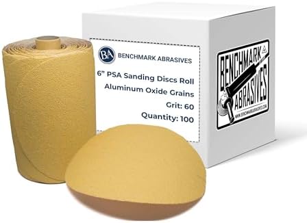 Benchmark Abrasives 6" PSA Gold Sanding Discs, 60 Grit, 100-Count