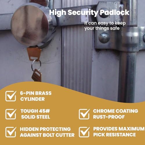 2 Pack Hidden Shackle Padlock Keyed Alike Heavy Duty Trailer Puck Silver