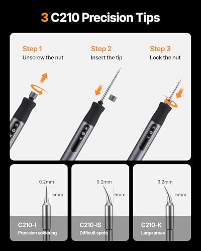 xTool Selected Cordless Soldering Iron Kit, 7s Heat-up, 3 C210 Tips, 842F