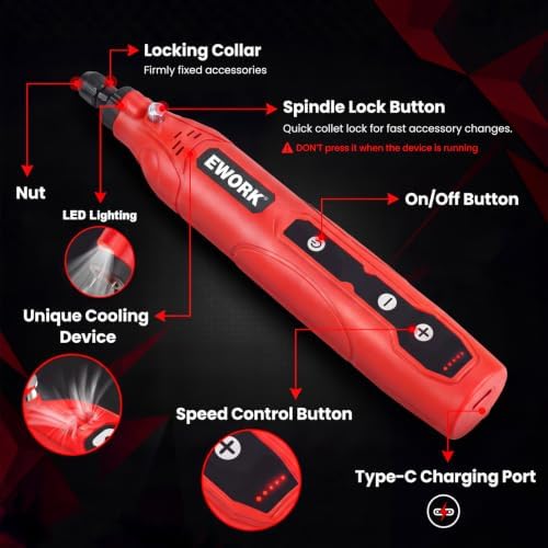 EWORK 71PCS Mini Rotary Tool, 5-Speed Rotary Tool Kit for DIY Enthusiasts