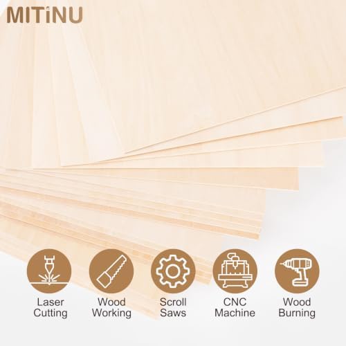 108 Pack Basswood Sheets for Crafts, 6"x6"x1/8" 3mm Thick Plywood Sheets with Smooth Surfaces-Unfinished Squares Wood Boards for Laser Cutting, Wood Burning, Architectural Models, Staining