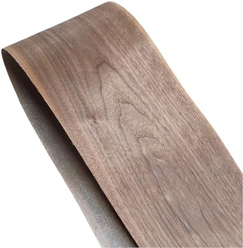 Black Walnut Wood Veneer Sheet,Flat Cut,8.5''x 98'',Iron On Stick Veneer Roll Without Paper,Pre-glued Hot Melt Self Adhesive Walnut Tape for Cabinet Furniture Plywood Laminate Speaker Renovation