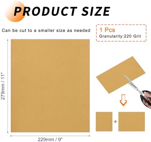 1 Pcs 220 Grit Sandpaper 9 x 11 Inch Sand Paper Alumina Gold