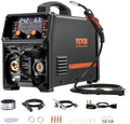 VEVOR Pro MIG Welder, 250A Pluse Mig Welding Machine, 5-in-1 Synergic Welder Machine MIG Pluse/Gas MIG/Flux Core MIG/Stick/Lift TIG, 110V/220V Dual Voltage Aluminum Mig Welder with LCD Screen Display