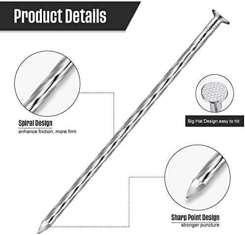 Nuenen 225 Pack 6 Inch Spiral Metal Landscape Spikes Artificial Turf Stakes Galvanized Grass Nails Heavy Duty Landscape Edging Anchoring Spikes for Artificial Turf Weed Barriers Paver Carpentry Tent