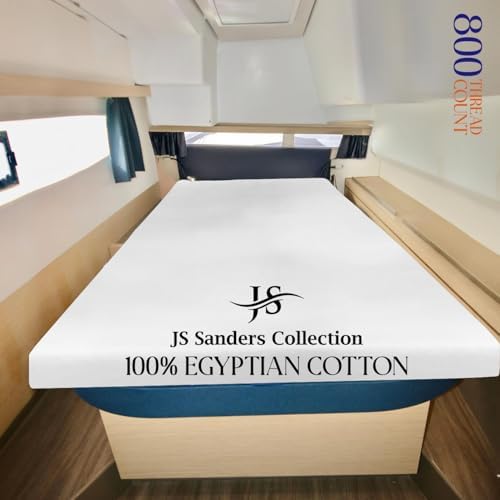JS Sanders AFT Berth Boat Sheet 1 Pcs 600 TC Egyptian Cotton, White