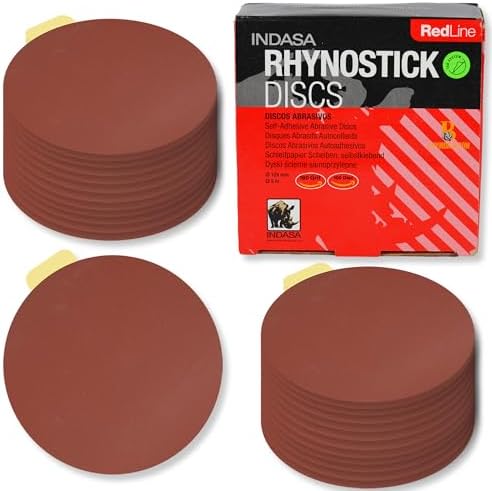 Indasa 5" Rhynostick 100 PCS 180 Grit PSA Sanding Discs – High-Performance Abrasive, 250°F Heat-Resistant, Clog-Free, No Residue