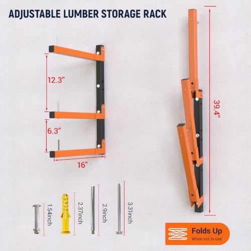 4 Pack Lumber Storage Rack, 6 Tier Heavy Duty Wood Storage Shelves, 1320LBS