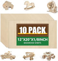 10 Pack Basswood Sheets 1/8x12x20 Inch, Unfinished Wood for Crafts, 3mm Basswood for Laser Cutting & Engraving, Wood Burining,Architectural Models, Plywood for Painting.