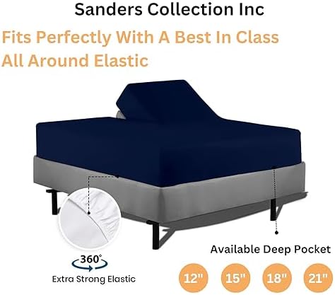 SCI Top Split Flex Sheet Set for Adjustable Bed King Size ,Navy Blue