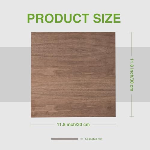 Rowood 6 Pack Plywood Sheets,12x12x1/8inch,2 Pack Walnut+2 Pack Basswood+Double Pack Birch,Thin Plywood Board Unfinished Wood,DIY Ornaments and Architectural Model