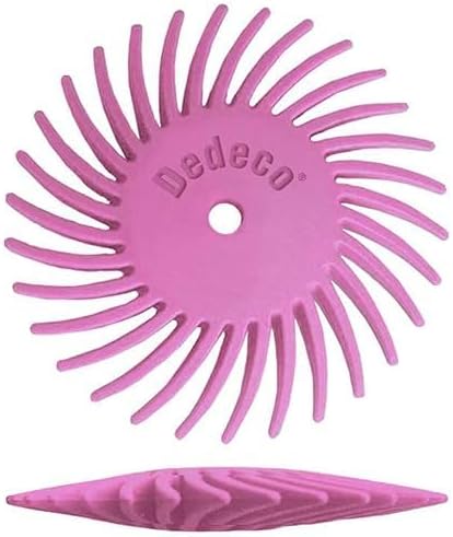 Dedeco Sunburst Radial Bristle Discs 48-Pack - 5/8" Curved Knife-Edge - Pink 600 Grit (Fine, Pumice) - Aluminum Oxide for Polishing & Finishing