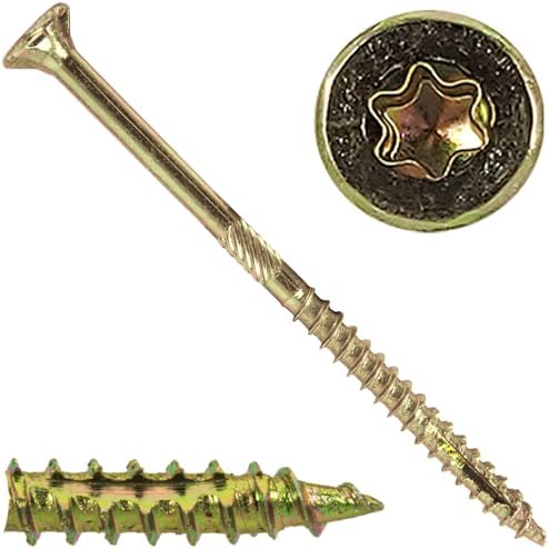 Jake Sales #9 x 3 Gold Star Wood Screw Torx/Star Drive Flat Head (5 POUNDS - 390 Approx. Screw Count) - Multipurpose Torx/Star Drive Wood Screws