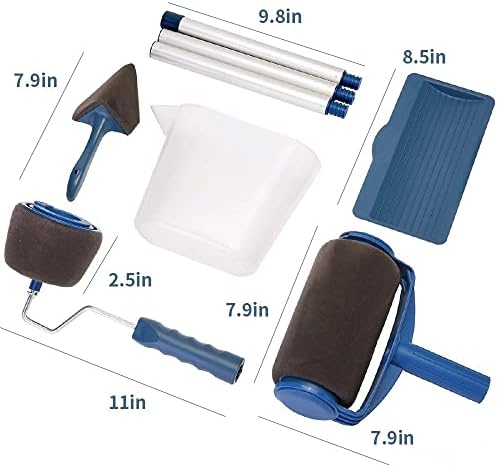 Seamless Paint Roller Brush Tool Flocked Edger Wall Painting Set with Glove