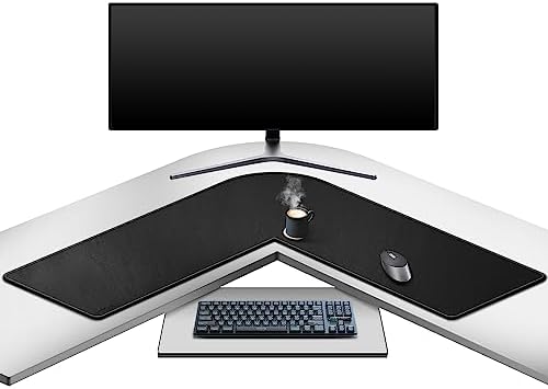 Mydours L-Shape Desk Pad, (38"+38") x13 Large PU Leather Corner Mat,Black