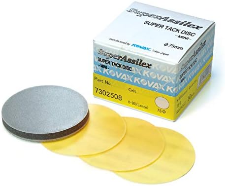 Super Assilex Flexible 3 inch Sanding Discs, Lemon K-800, Hook & Loop, 730-2508, 50 Discs + Interface Pad