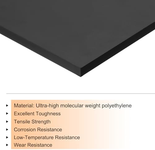 MECCANIXITY UHMW Sheet Ultra High Molecular Weight Polyethylene Sheet, 1/4" Thick Hard HDPE Plastic Sheet Board for Marine Board,DIY Craft, Marine Plywood 12" x 6" Black