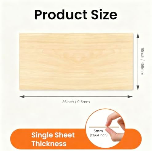 12 Pcs 13/64 Basswood Plywood 18x36 in for P3 CO2 Laser Processing