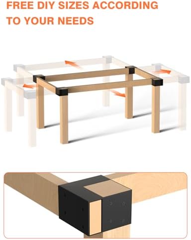 Heavy Duty Workbench Bracket Kit, 4 Pcs 3-Way Right Angle Corner Brackets for DIY Custom Workbenches, Work Tables, Garage Shelves, Many Other Wooden Projects, Fits 4x4 and 2x4 Lumber