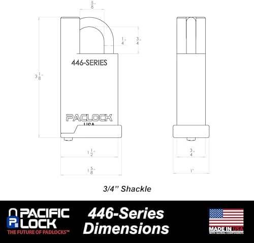 PACLOCK's UCS-446A Shrouded Single Post Padlock for Pelican® Storm Cases & Milwaukee® PACKOUT™, Slim Shoulder for Limited Rotation, Prevents Cutting Attempts, Black, 2 Keys, Keyed Alike U-Pick!