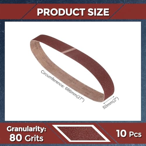 10 Pcs Sanding Belts 2 x 27 Inch 80 Grit Aluminum Oxide