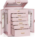 AKOZLIN 6-Tier Jewelry Box Organizer 5 Drawers Storage M-L Pink