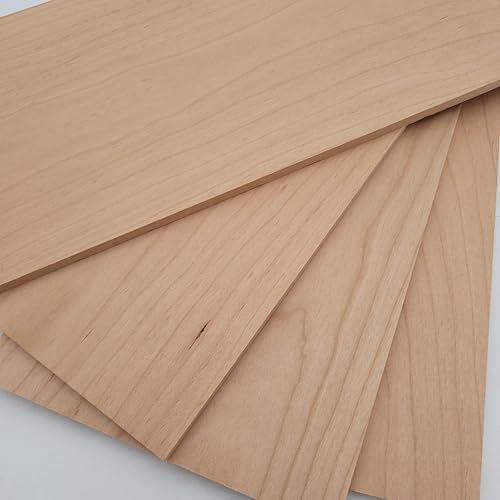 Cherry Wood 4 Pack Hardwood Project Board Blanks, 12 x 6 x 1/4 inches, Unfinished Lumber Planks for DIY Crafts, Carving, Laser Engraving or Scroll Saw - Thin Wood