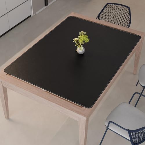CENNBIE HUGE160 63" x 47" Black Leather Desk Mat for Conference Table, Dining Table, Work Table, Banquet Tables, Library Table