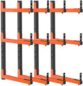 27" Lengthened Lumber Storage Rack, 6-Hole Adjustable Wall Mount Wood Organizer Storage Metal Shelves for Garage (4 Pack)